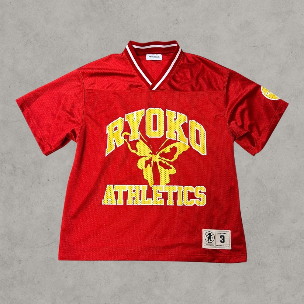 Ryoko Rain Athletics Jersey Mens Size Medium Red Gym Butterfly Mesh Streetwear